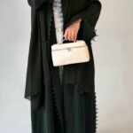 Lana abaya - Floral green Fabric - Korean nida