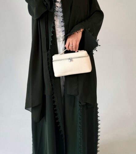 Lana abaya - Floral green Fabric - Korean nida