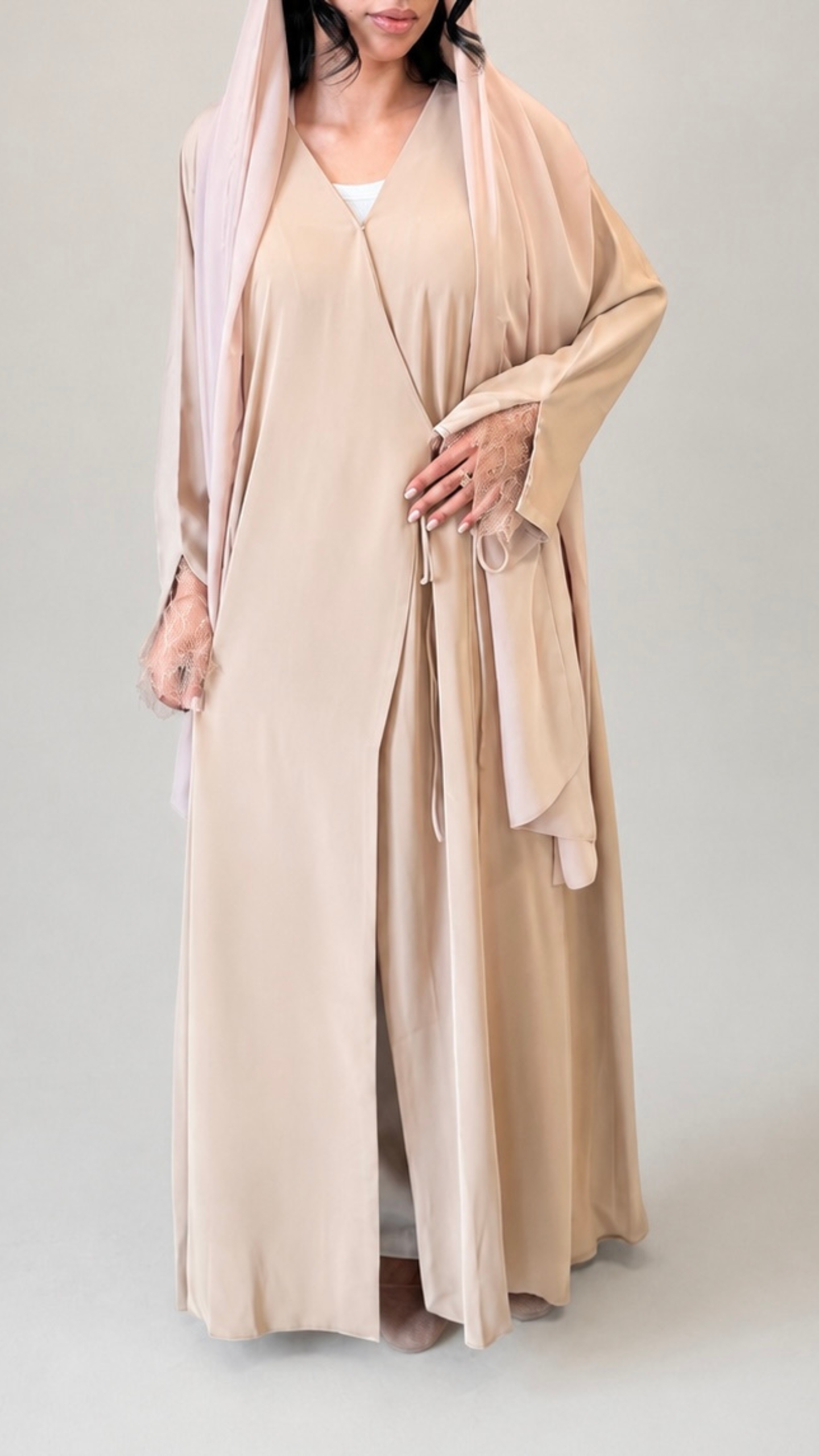 Wrap Abaya Beige Featured img Wrap Abaya Beige