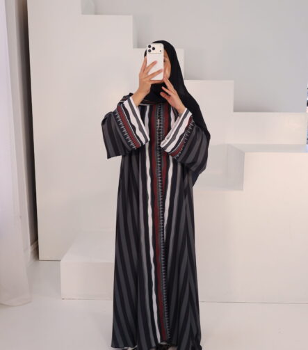 Elevate your wardrobe with the Qamar Abaya. Named for the moon, its ethereal drape and refined finish create a look of understated glamour, designed to move beautifully with you from day to night